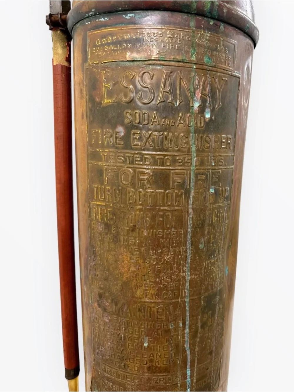 Antique Essanay Copper Soda Acid Fire Extinguisher Pyrene c1930-1935 2.5 Gal